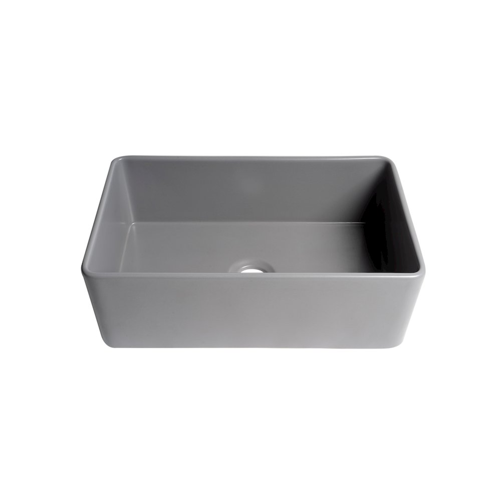 Gray Matte Smooth Apron 30" x 18" Single Bowl Fireclay Farm Sink. Picture 8