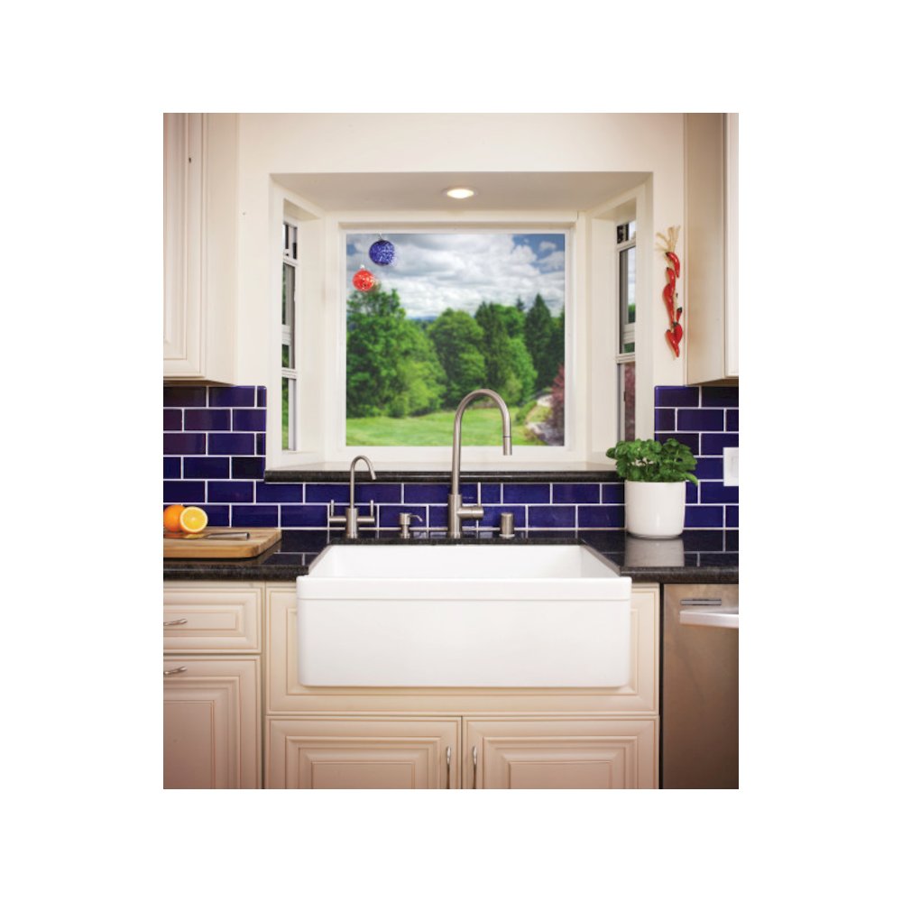 White 30" Decorative Lip Apron Single Bowl Fireclay Farmhouse Kitchen Sink. Picture 9