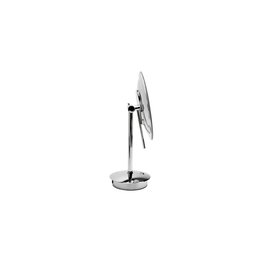 Polished Chrome Tabletop Round 9" 5x Magnifying Cosmetic Mirror with Light. Picture 4