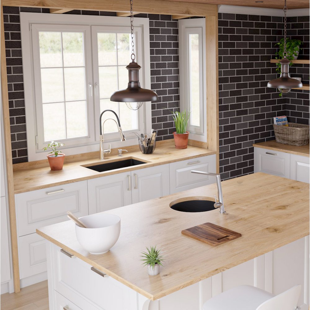 Black Matte 27" x 18" Fireclay Undermount / Drop In Firelcay Kitchen Sink. Picture 7