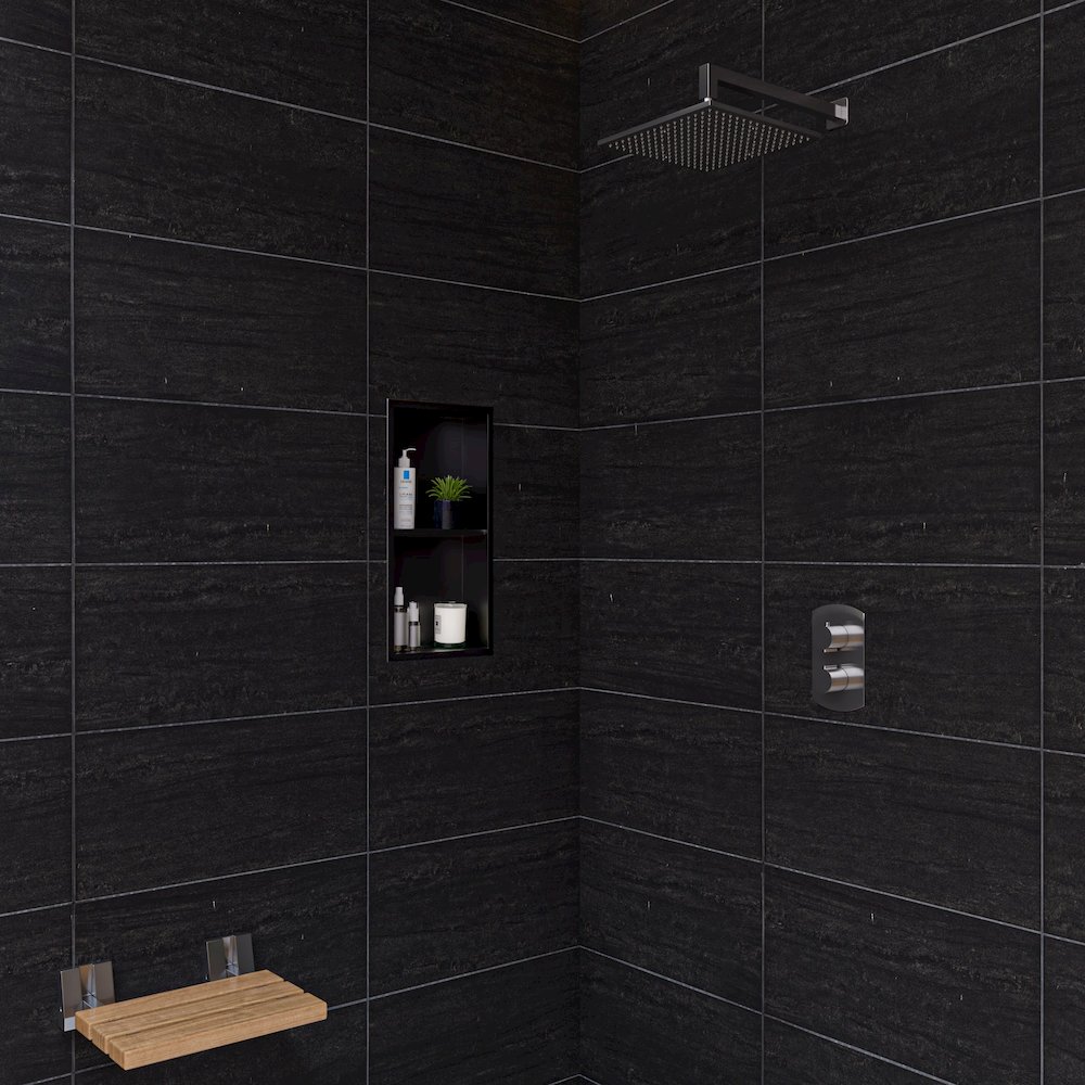 Brushed Nickel 16" Square Wall Shower Arm. Picture 7