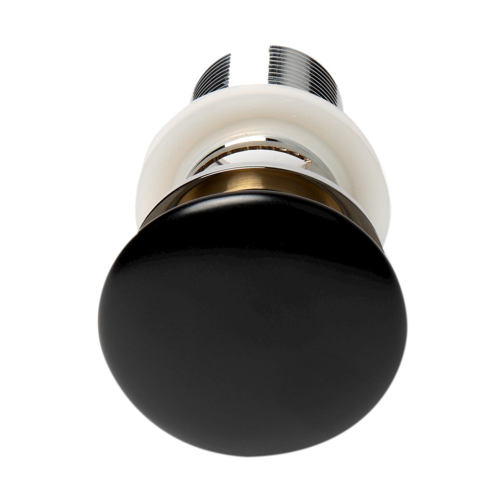 Black Matte Ceramic Mushroom Top Pop Up Drain for Sinks with Overflow. Picture 2