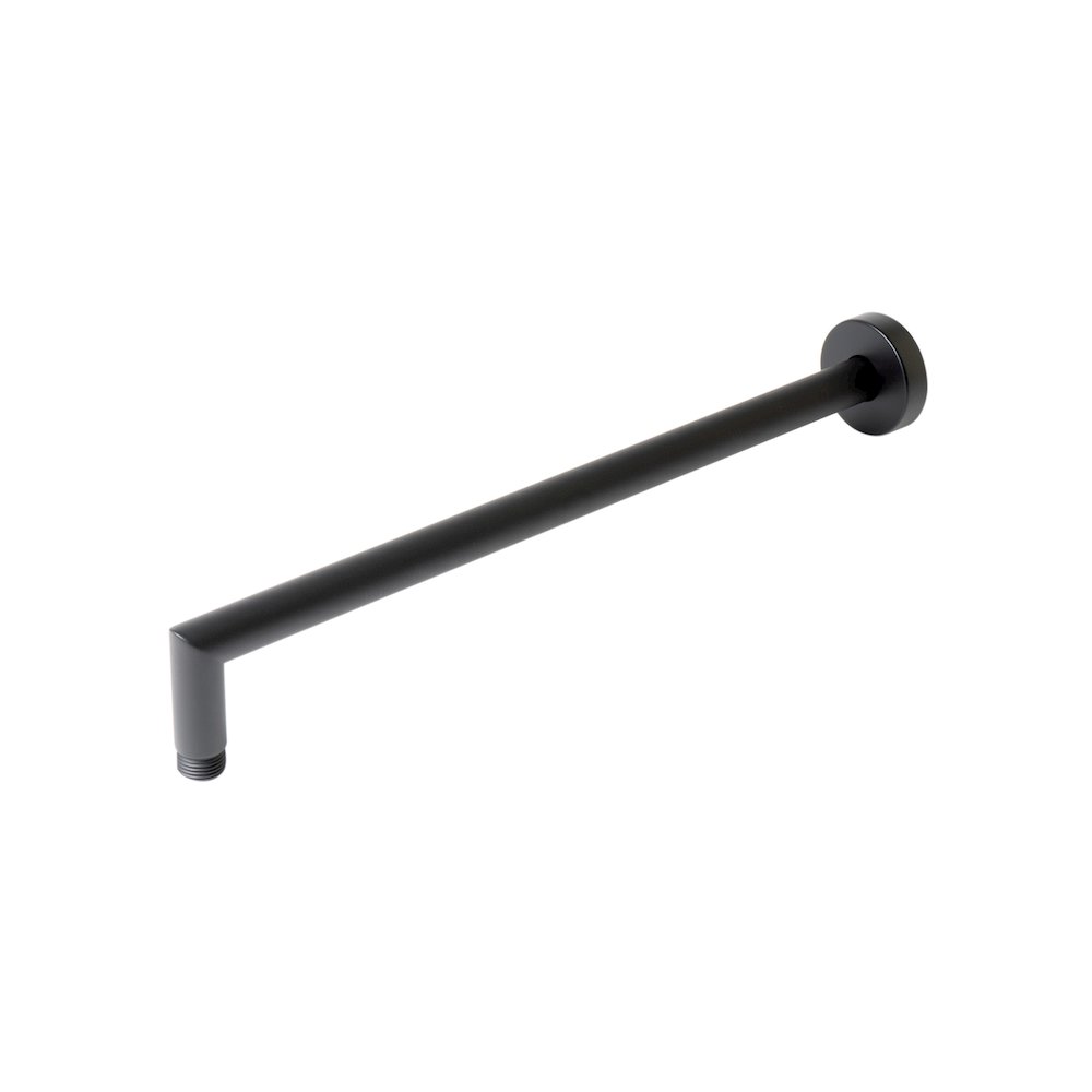 Black Matte 16" Round Wall Shower Arm. Picture 1