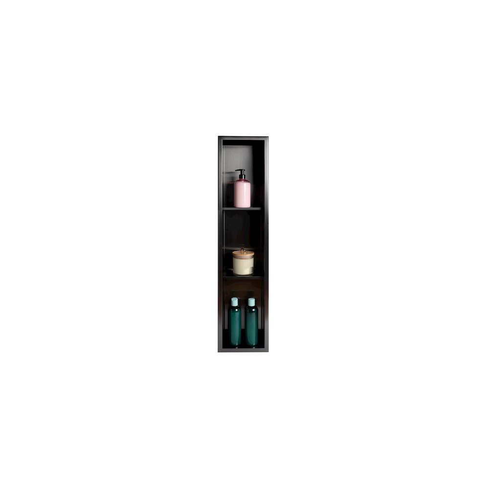 8" x 36" Brushed Black PVD Stainless Steel Vertical Triple Shelf Shower Niche. Picture 8