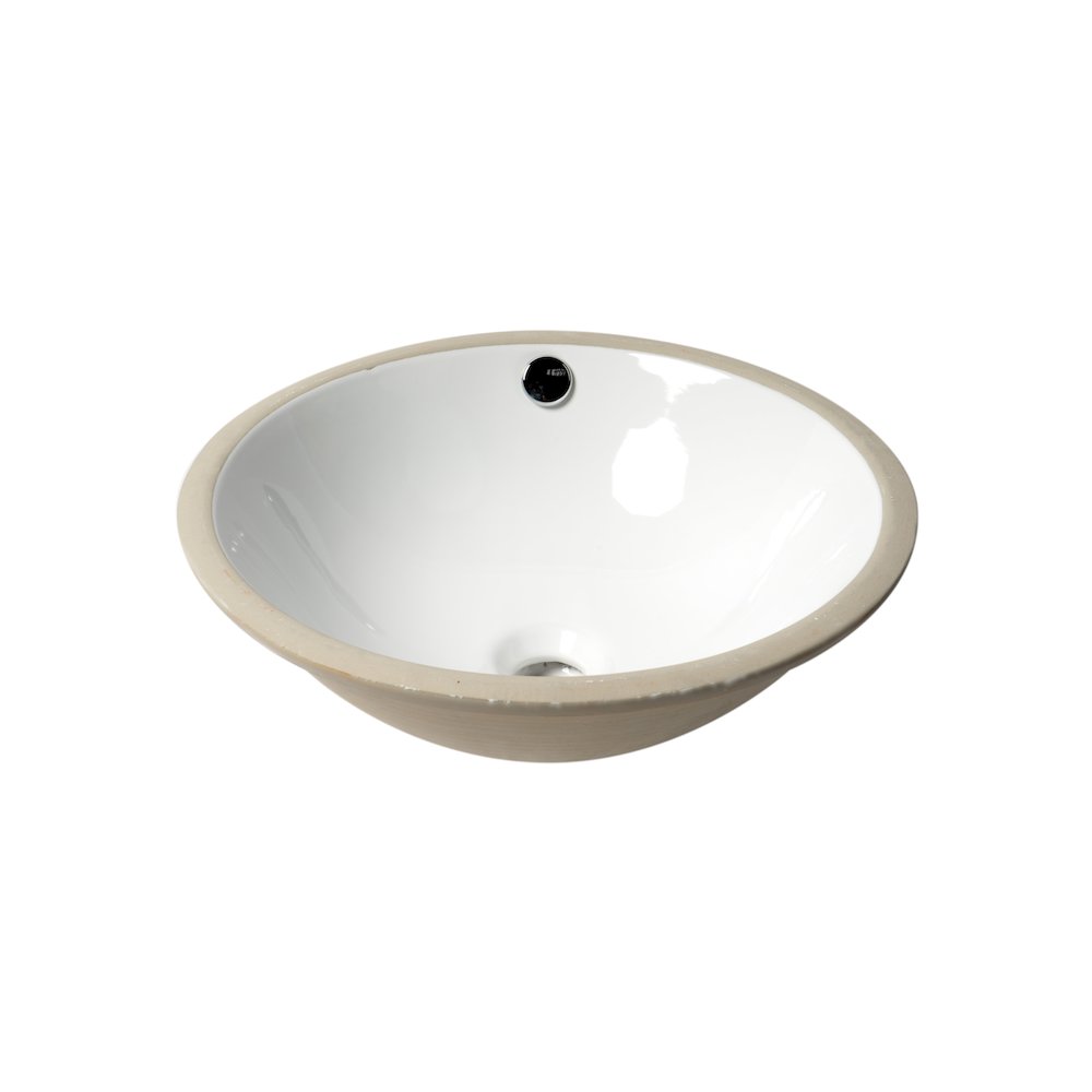 White 17" Round Undermount Ceramic Sink. Picture 7