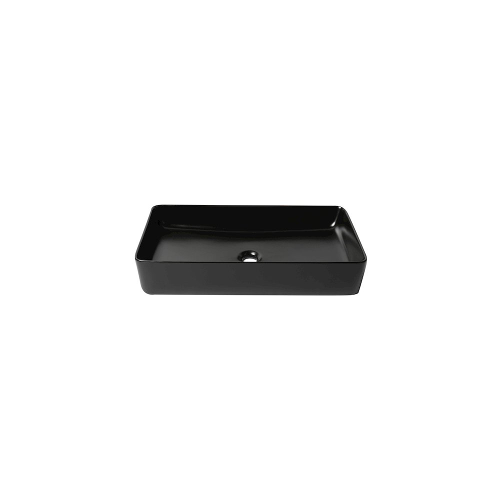 Black Matte 24" Modern Rectangular Above Mount Ceramic Sink. Picture 8