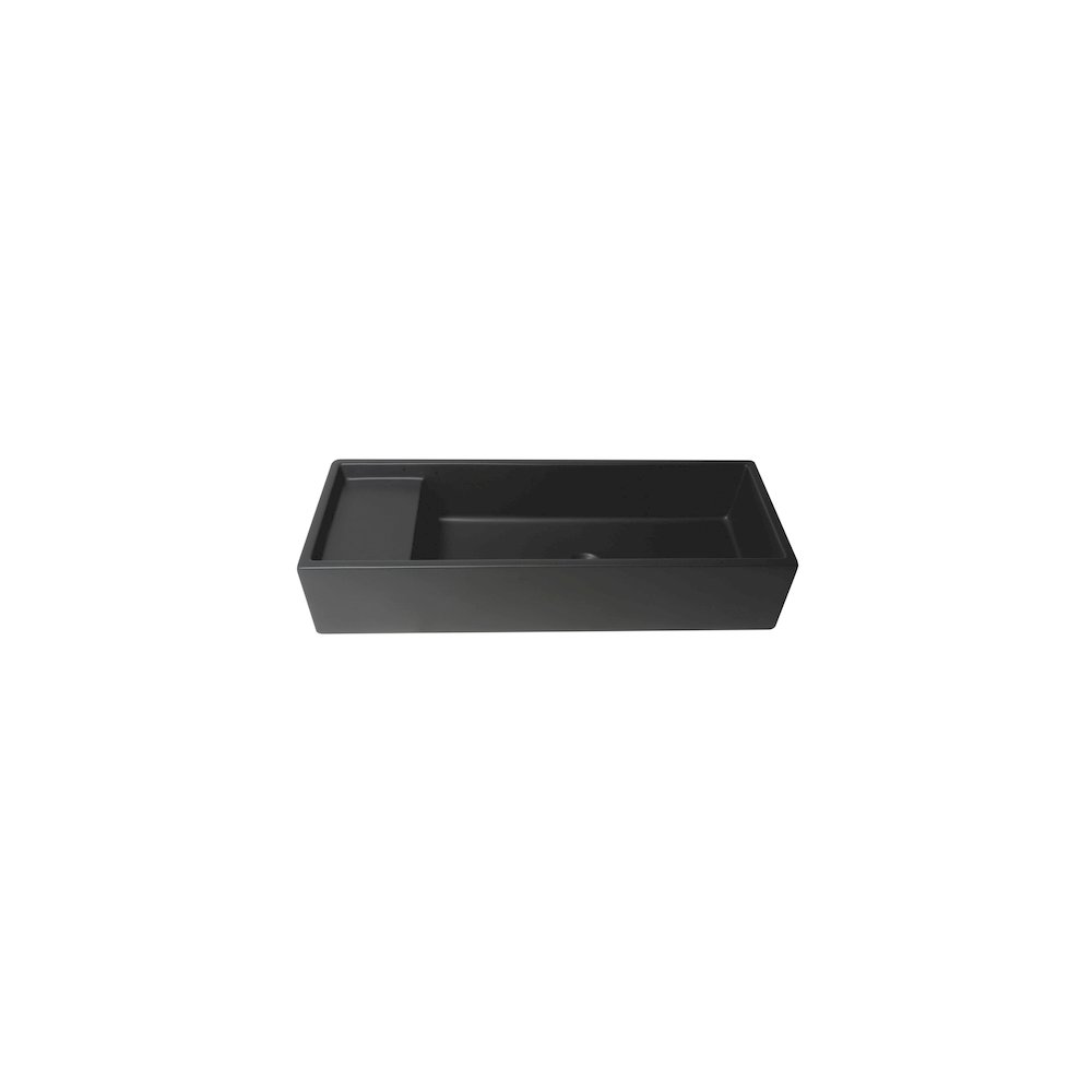 39" Black Matte Above Mount Fireclay Bathroom Trough Sink. Picture 7
