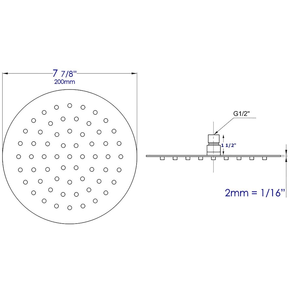 Solid Polished Stainless Steel 8" Round Ultra Thin Rain Shower Head. Picture 5