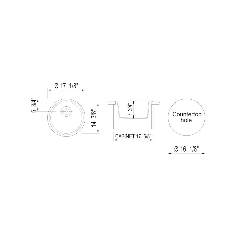 Biscuit 17" Drop-In Round Granite Composite Kitchen Prep Sink. Picture 10