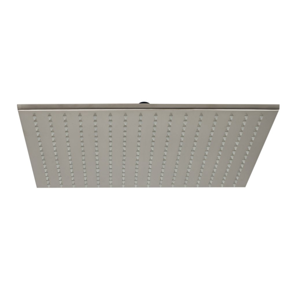 Brushed Nickel 16" Square Multi Color LED Rain Shower Head. Picture 1