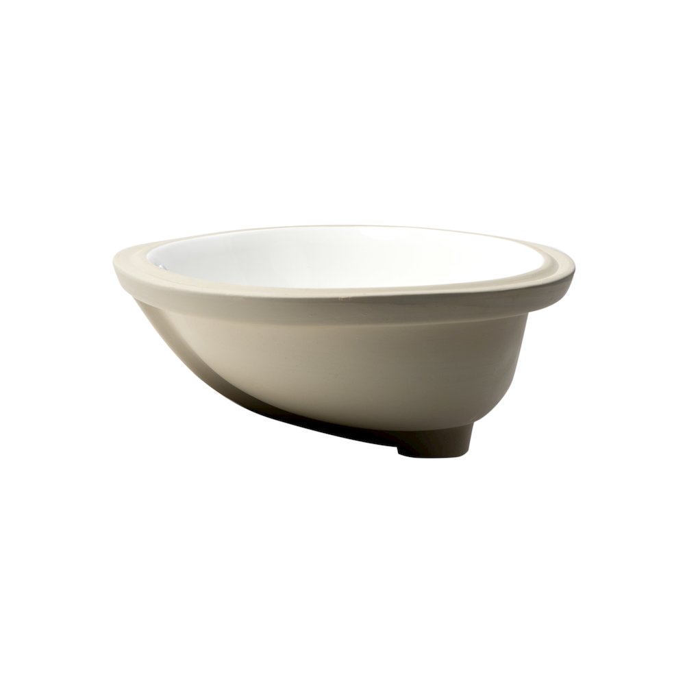 White 23" Oval Undermount Ceramic Sink. Picture 5