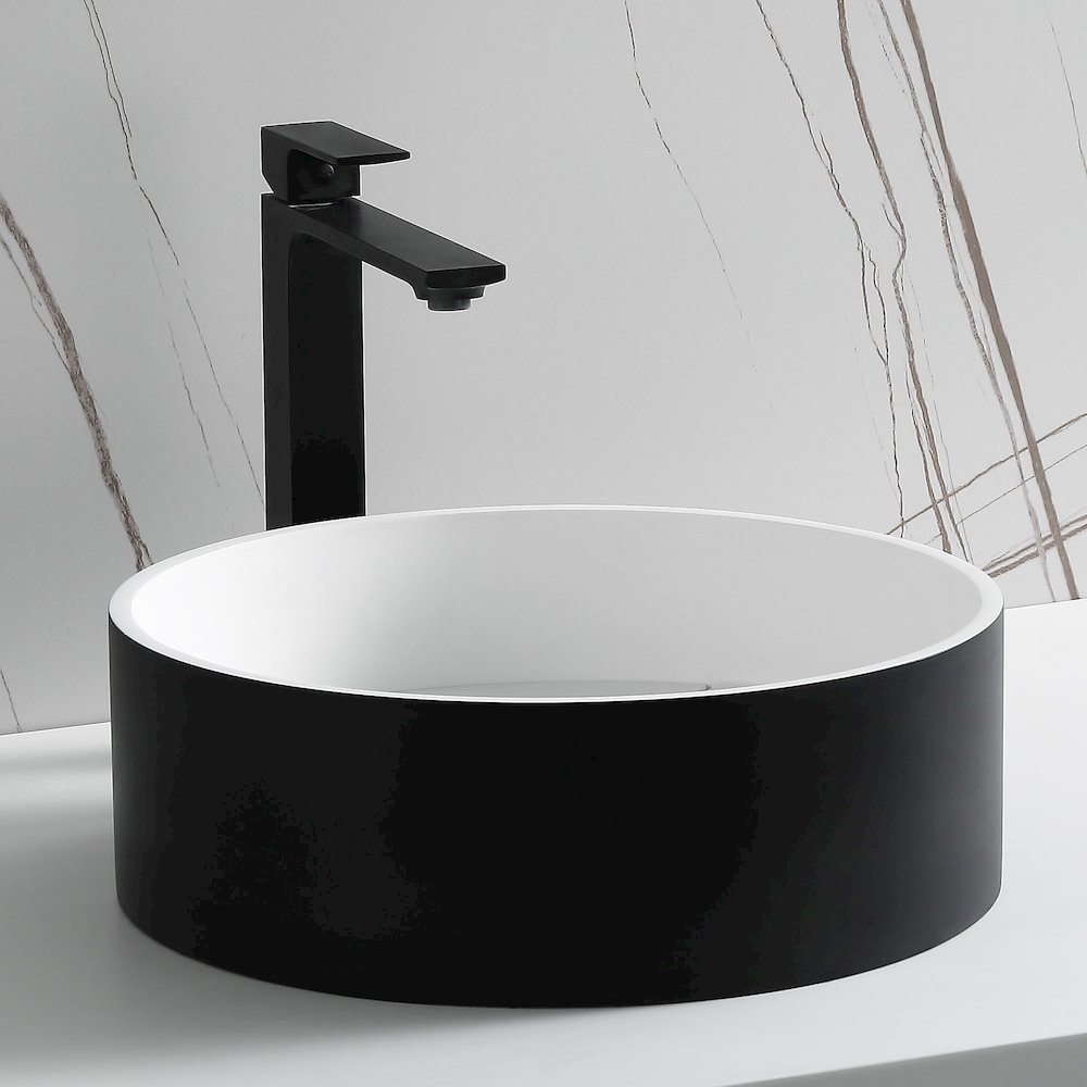 Black Matte 15" Round Solid Surface Resin Sink. Picture 5