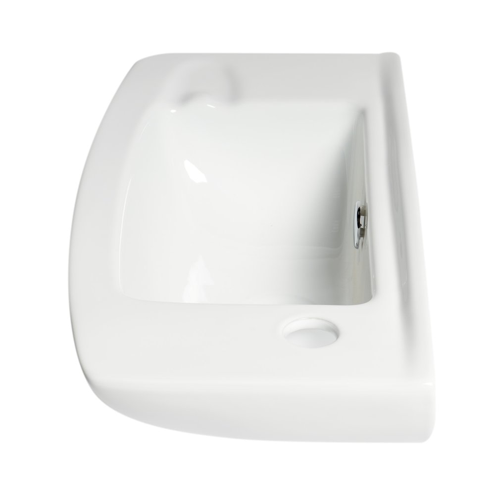 White 20" Small Wall Mounted Ceramic Sink with Faucet Hole. Picture 4