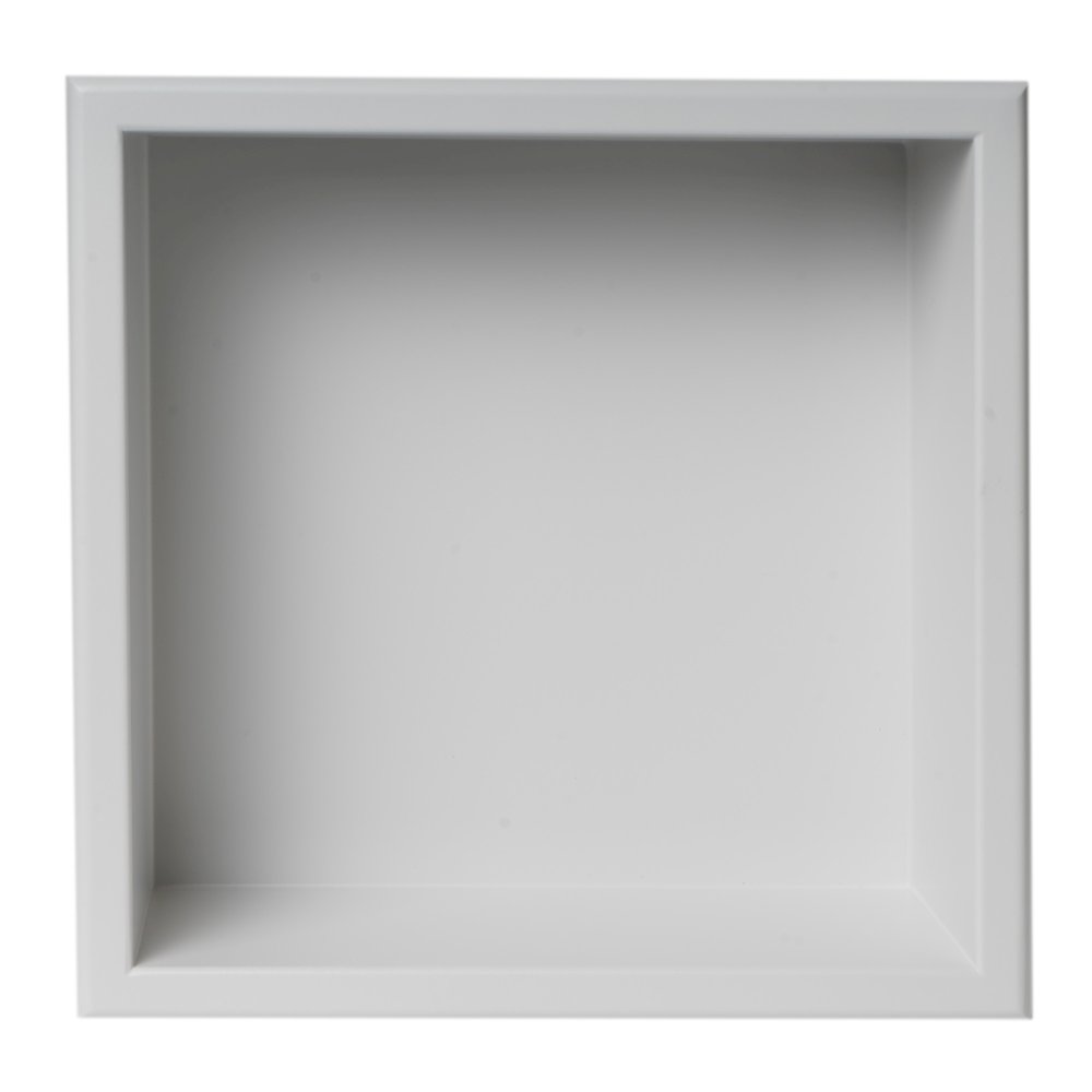 12" x 12" White Matte Stainless Steel Square Single Shelf Bath Shower Niche. Picture 4