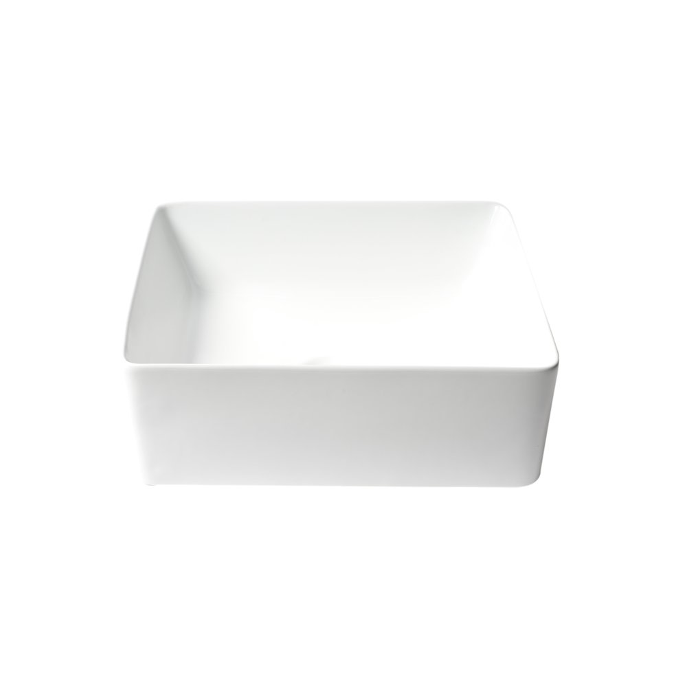 White 16" Modern Square Above Mount Ceramic Sink. Picture 8