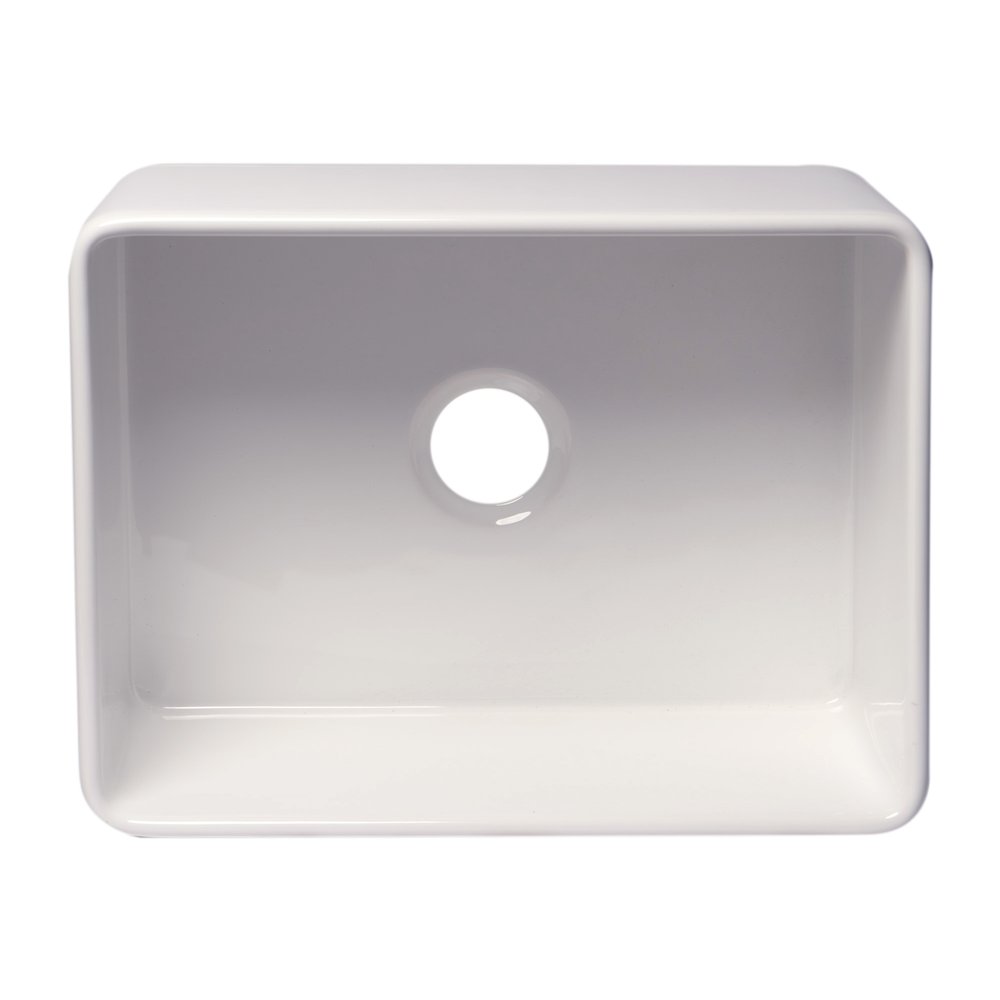 ABF2418 24" White Thin Wall Single Bowl Smooth Apron Fireclay Kitchen Farm Sink. Picture 6