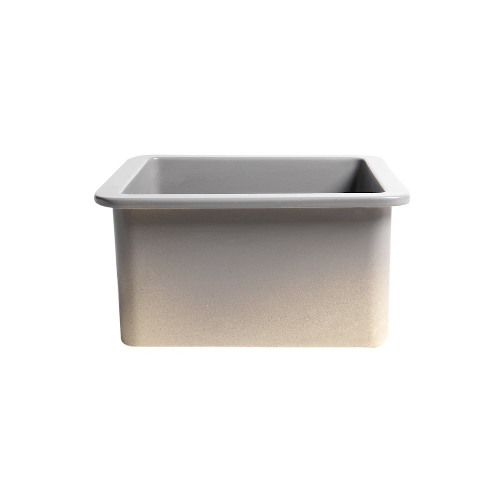 Gray Matte Square 18" x 18" Undermount / Drop In Fireclay Prep Sink. Picture 5
