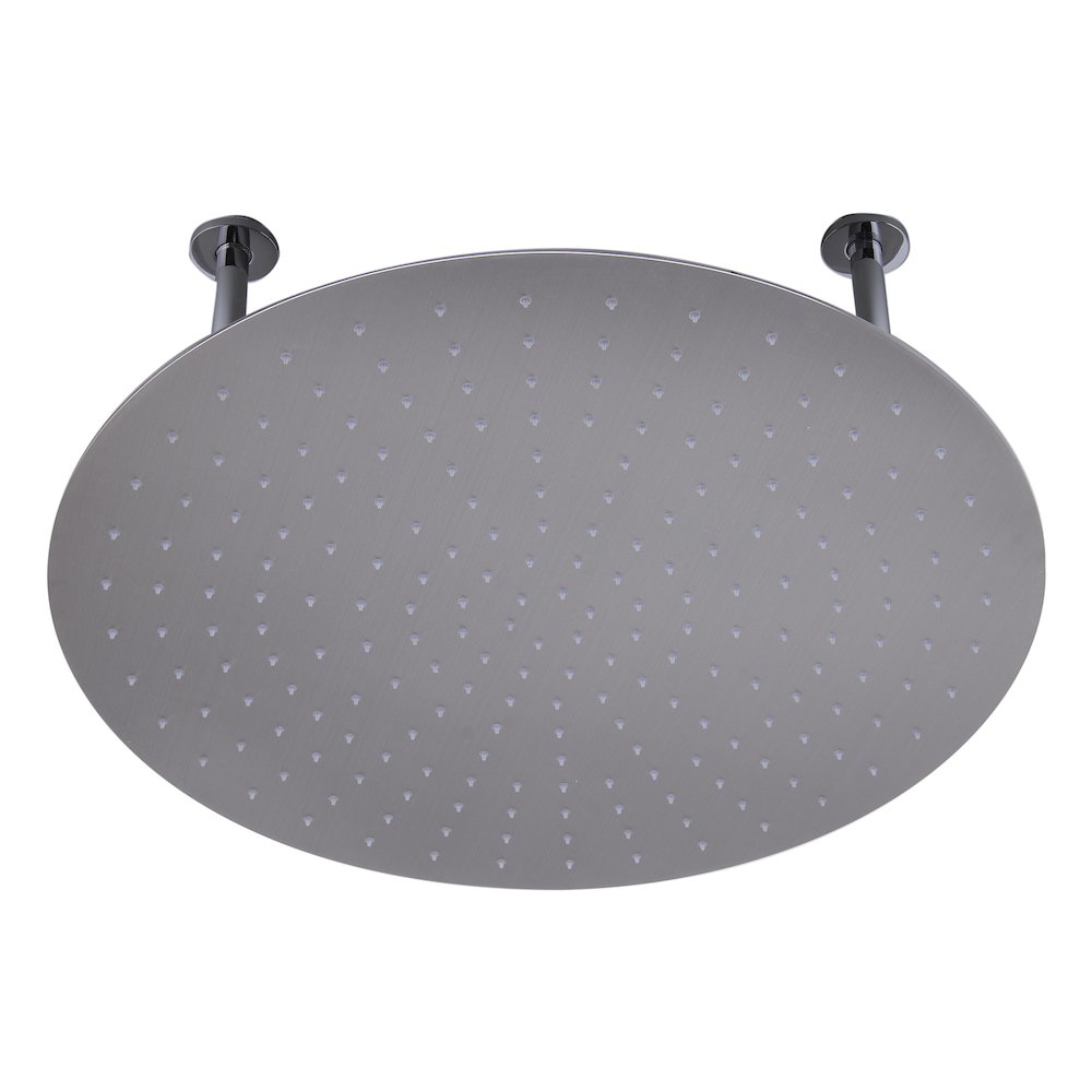 24" Round Brushed Solid Stainless Steel Ultra Thin Rain Shower Head. Picture 3