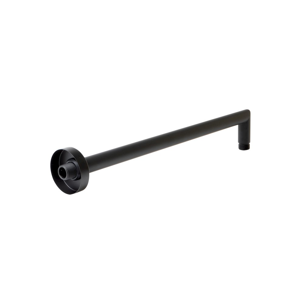 Black Matte 16" Round Wall Shower Arm. Picture 5