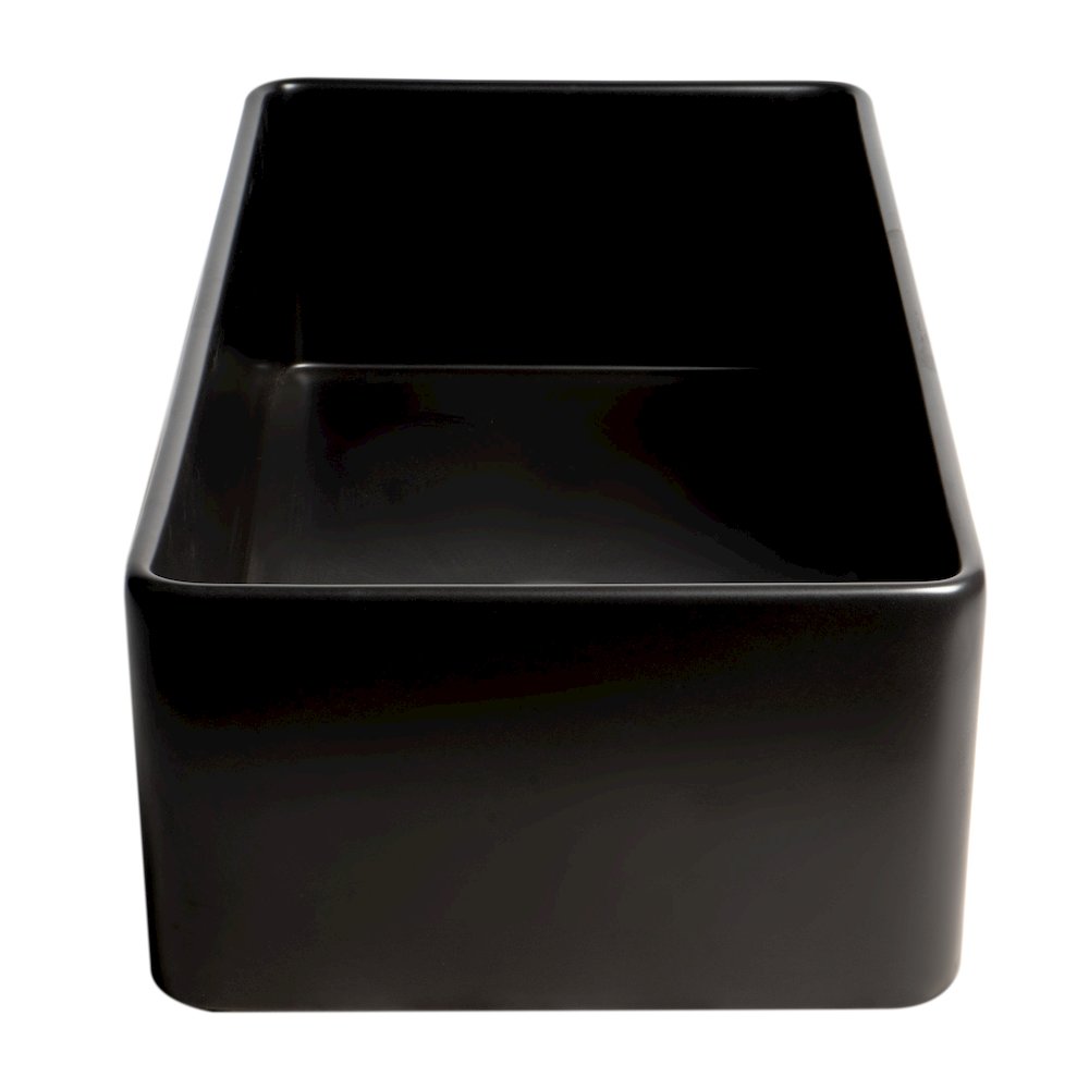 Black Matte Smooth Apron 36" x 18" Single Bowl Fireclay Farm Sink. Picture 5