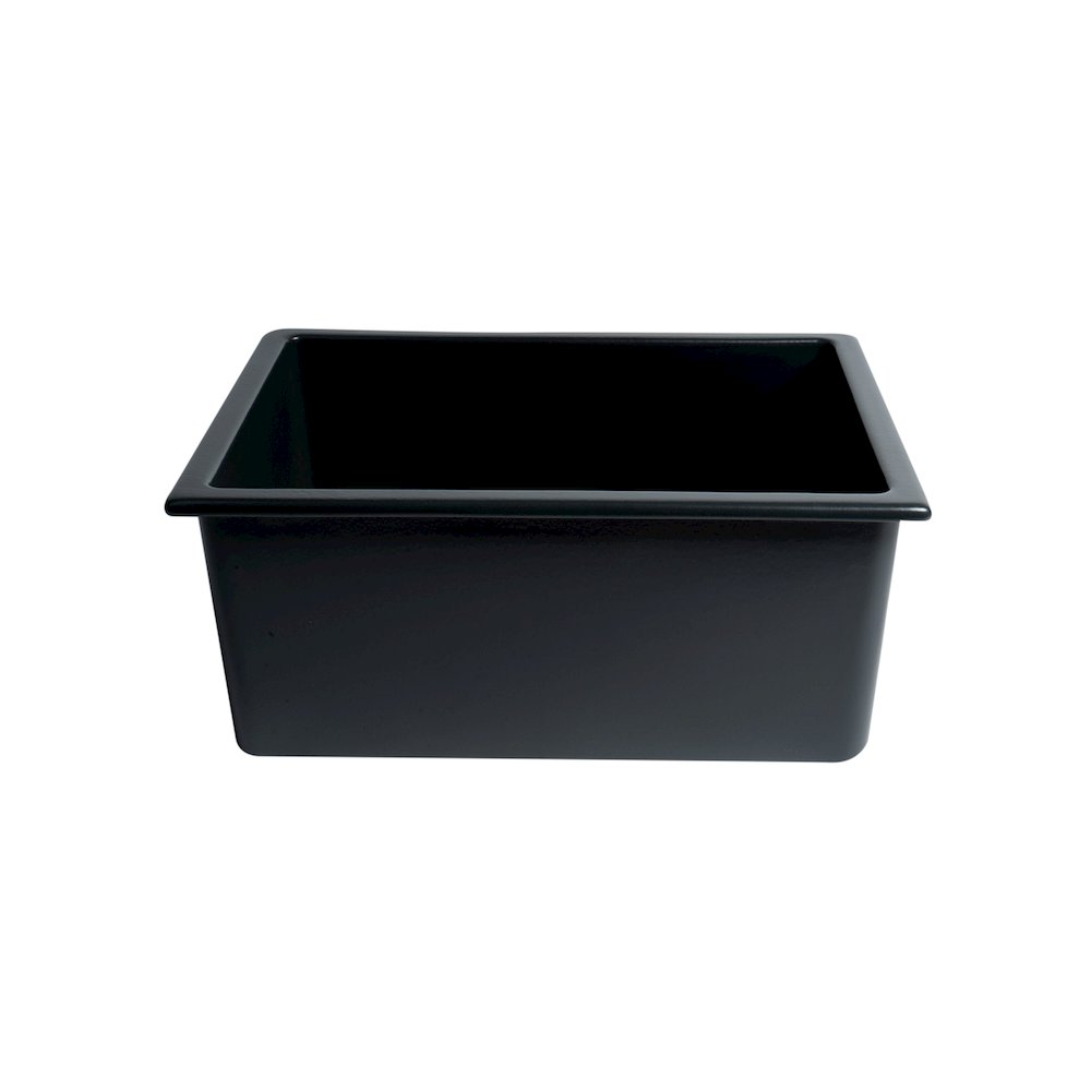 Black Matte 24" x 18" Fireclay Undermount / Drop In Fireclay Kitchen Sink. Picture 6