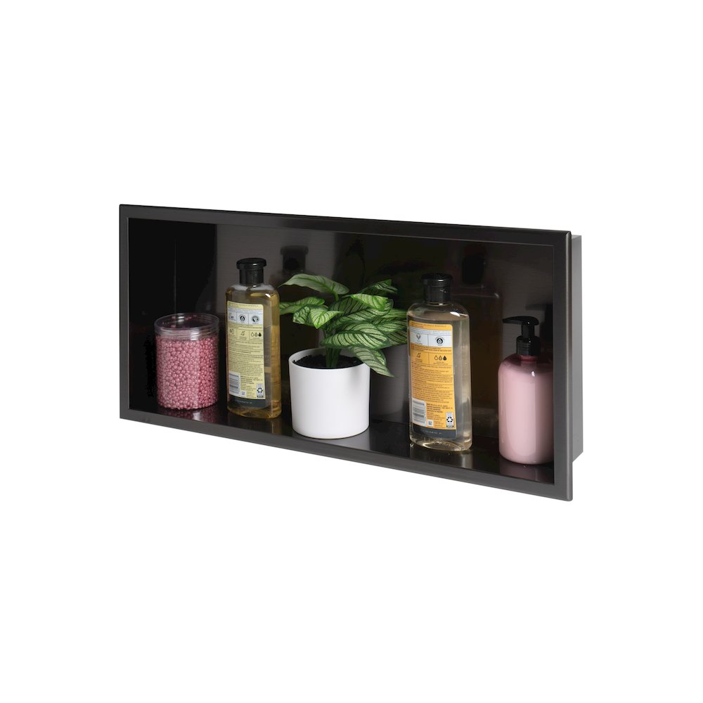 Brushed Black PVD Stainless Steel Horizontal Single Shelf Shower Niche. Picture 5
