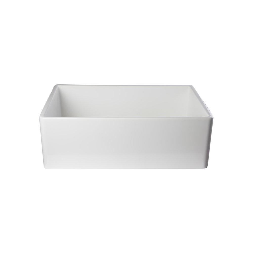 White 30" Contemporary Smooth Apron Fireclay Farmhouse Kitchen Sink. Picture 5