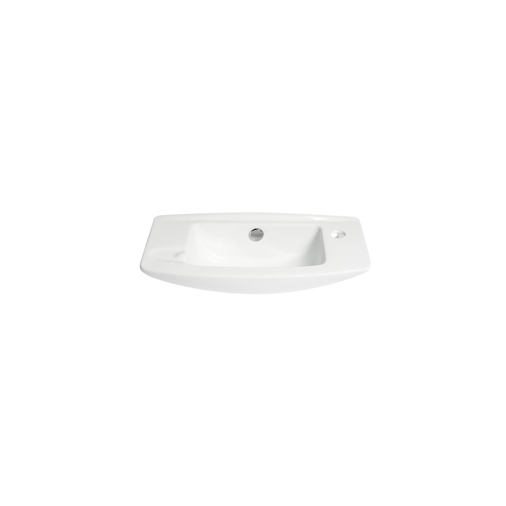 White 20" Small Wall Mounted Ceramic Sink with Faucet Hole. Picture 3