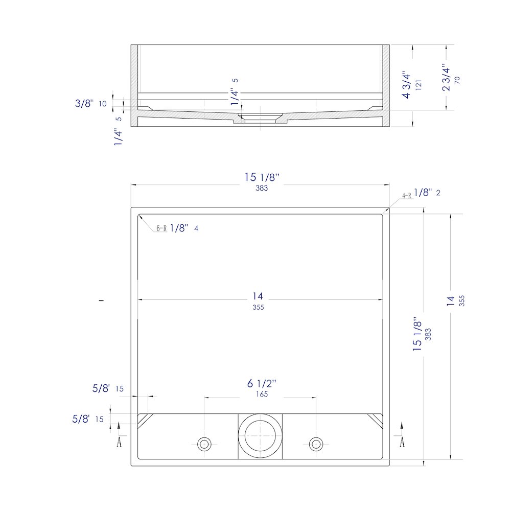 14" Square White Matte Solid Surface Resin Sink. Picture 10