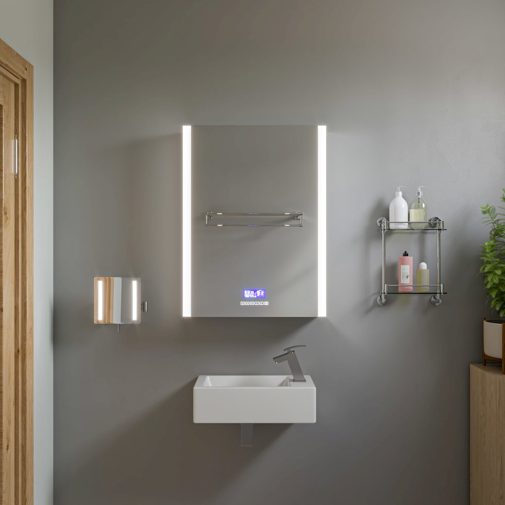 White 20" Small Rectangular Wall Mounted Ceramic Sink with Faucet Hole. Picture 5