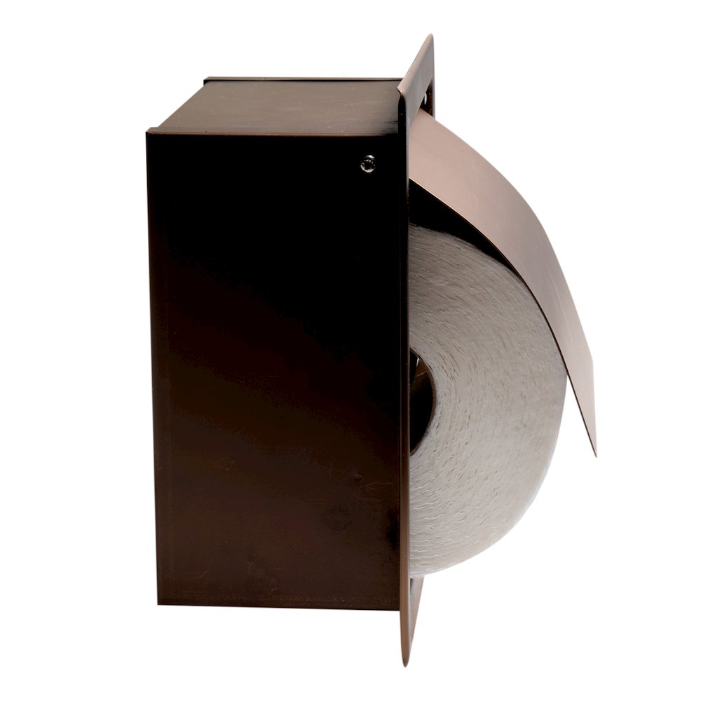 PVD Brushed Copper Stainless Steel Recessed Toilet Paper Holder with Cover. Picture 6