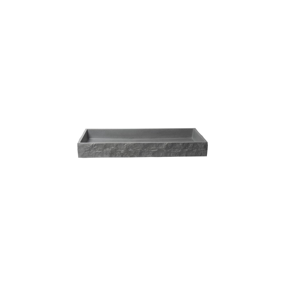 39" Solid Concrete Gray Matte Trough Sink for the Bathroom. Picture 8