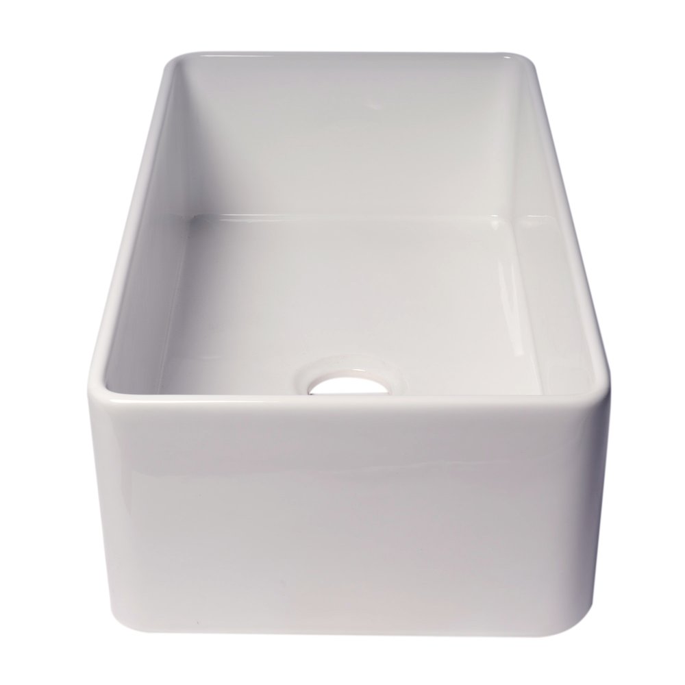 33" White Thin Wall Single Bowl Smooth Apron Fireclay Kitchen Farm Sink. Picture 8