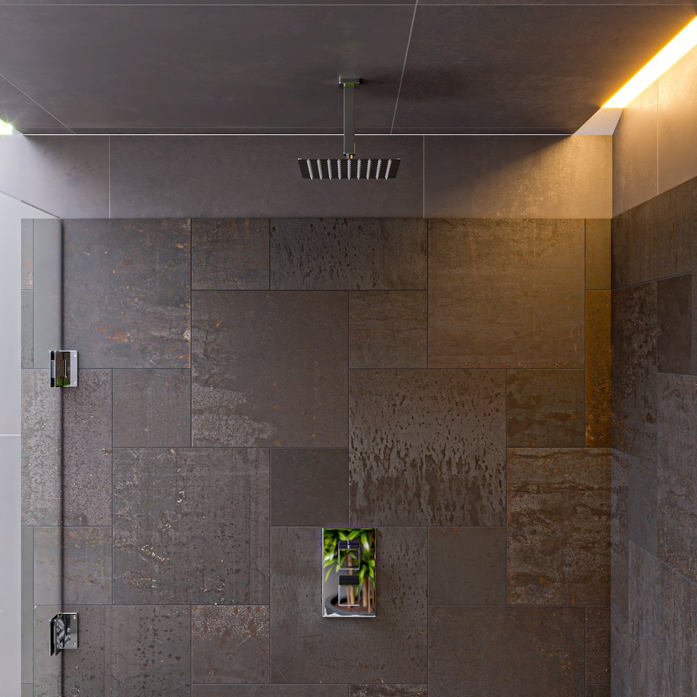 Polished Chrome Square Knob 1 Way Thermostatic Shower Mixer. Picture 3