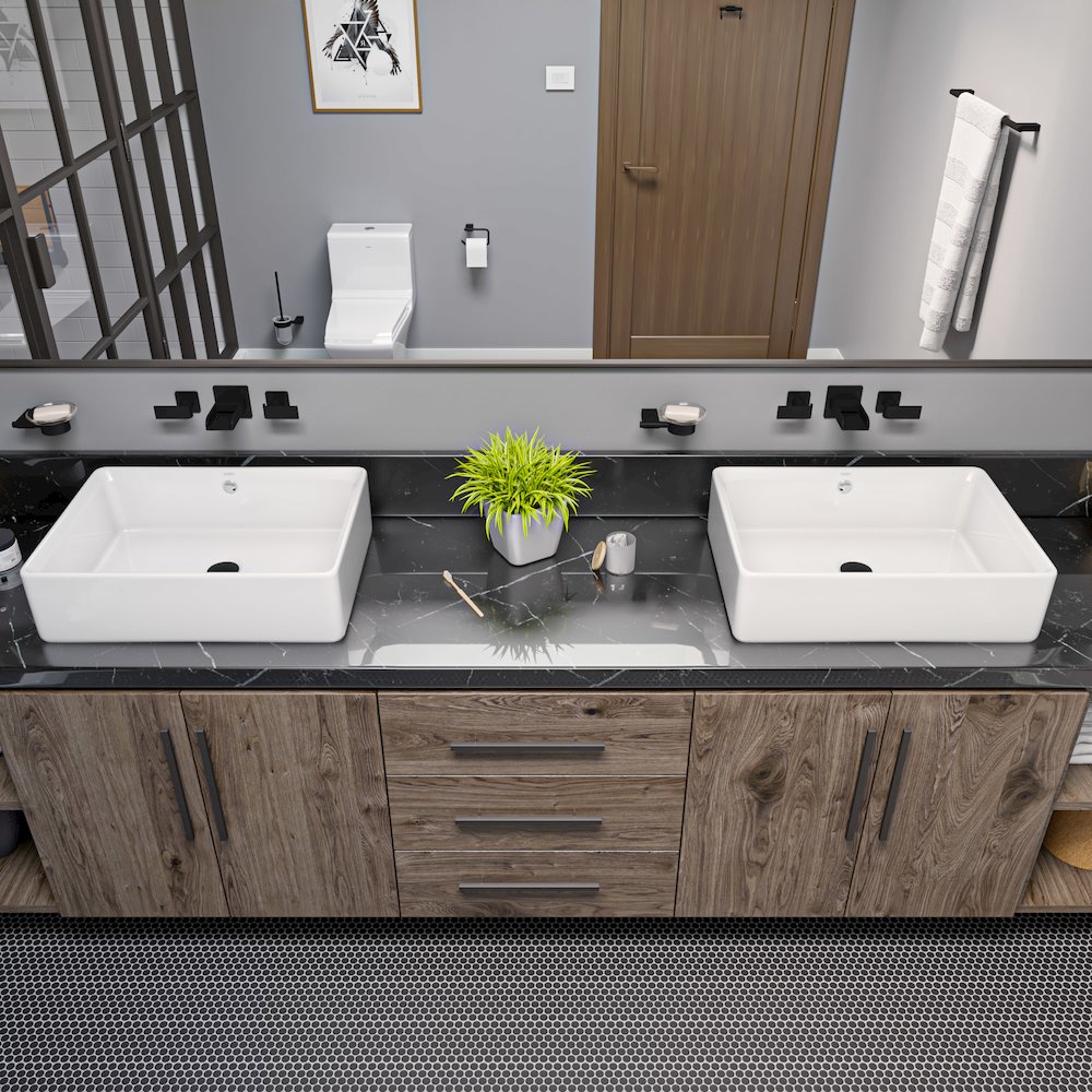 20" RECTANGULAR CERAMIC ABOVE MOUNT BASIN VESSEL SINK. Picture 6