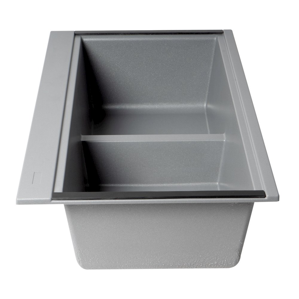 33" Granite Composite Workstation Step Rim Double Bowl Undermount Sink. Picture 6
