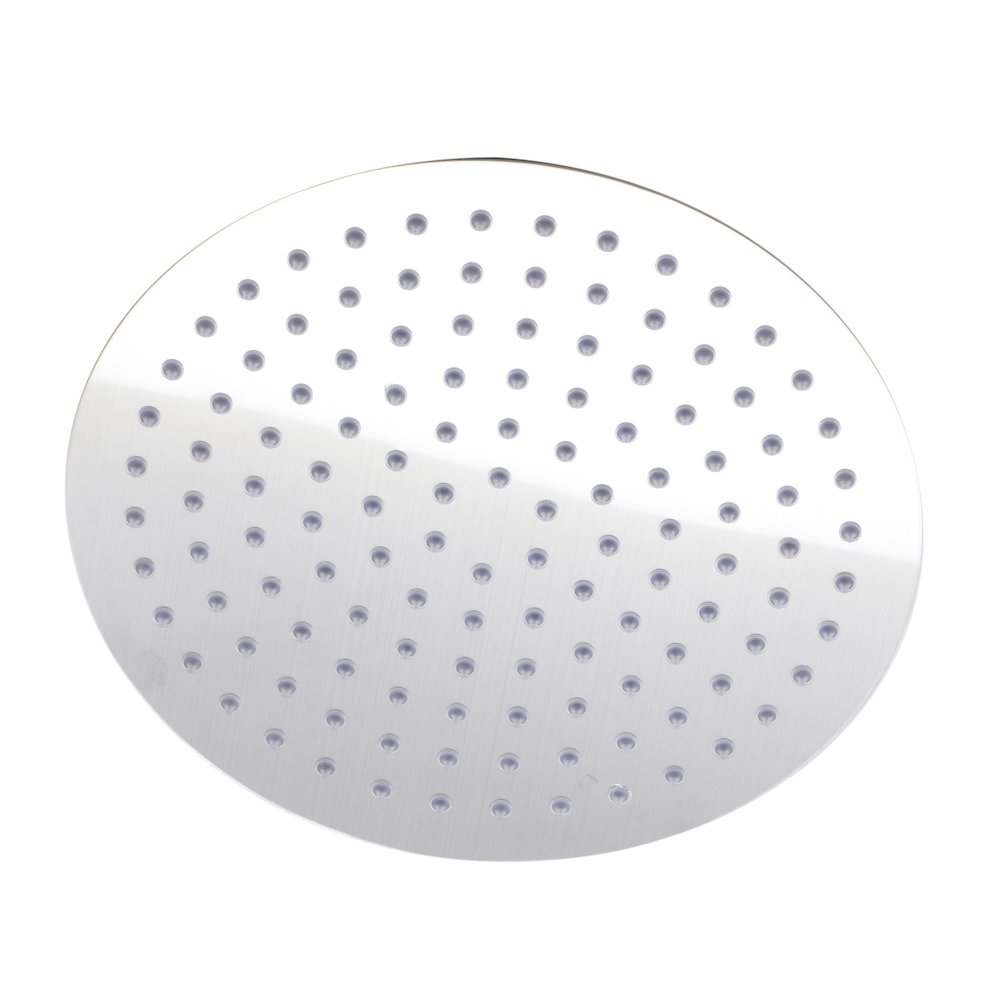 Solid Brushed Stainless Steel 12" Round Ultra Thin Rain Shower Head. Picture 2