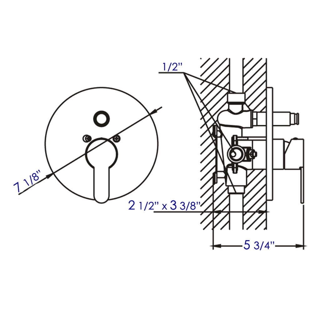 Black Matte Shower Valve with Rounded Lever Handle and Diverter. Picture 9