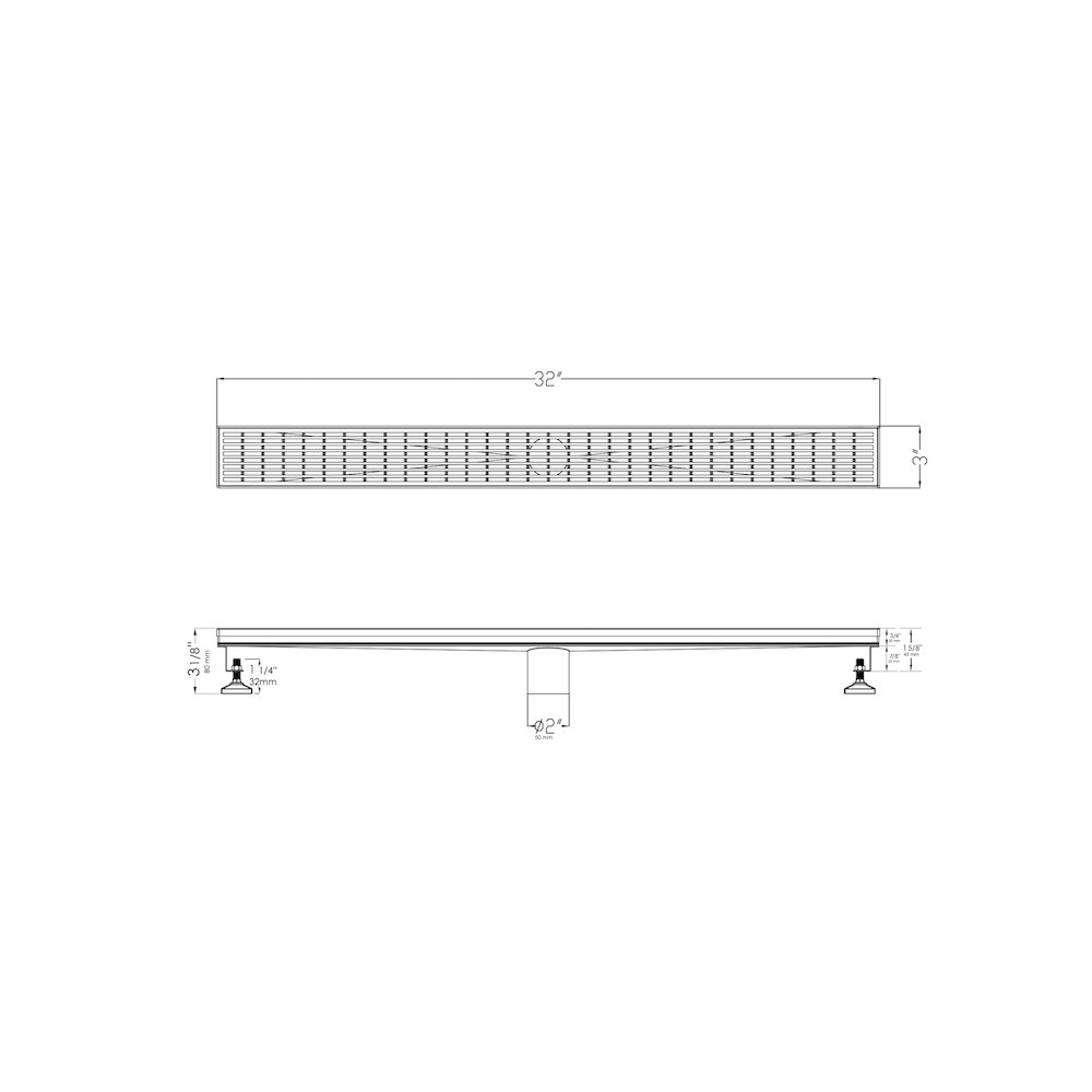 32" Modern Stainless Steel Linear Shower Drain with Groove Lines. Picture 8