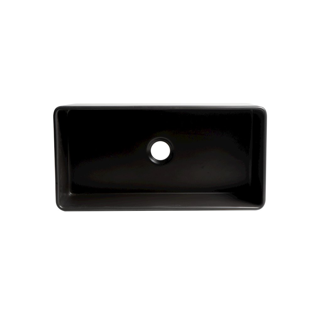 Black Matte Smooth Apron 36" x 18" Single Bowl Fireclay Farm Sink. Picture 8