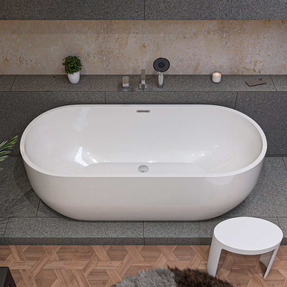 White Matte Solid Surface Resin Bathroom / Shower Stool. Picture 4