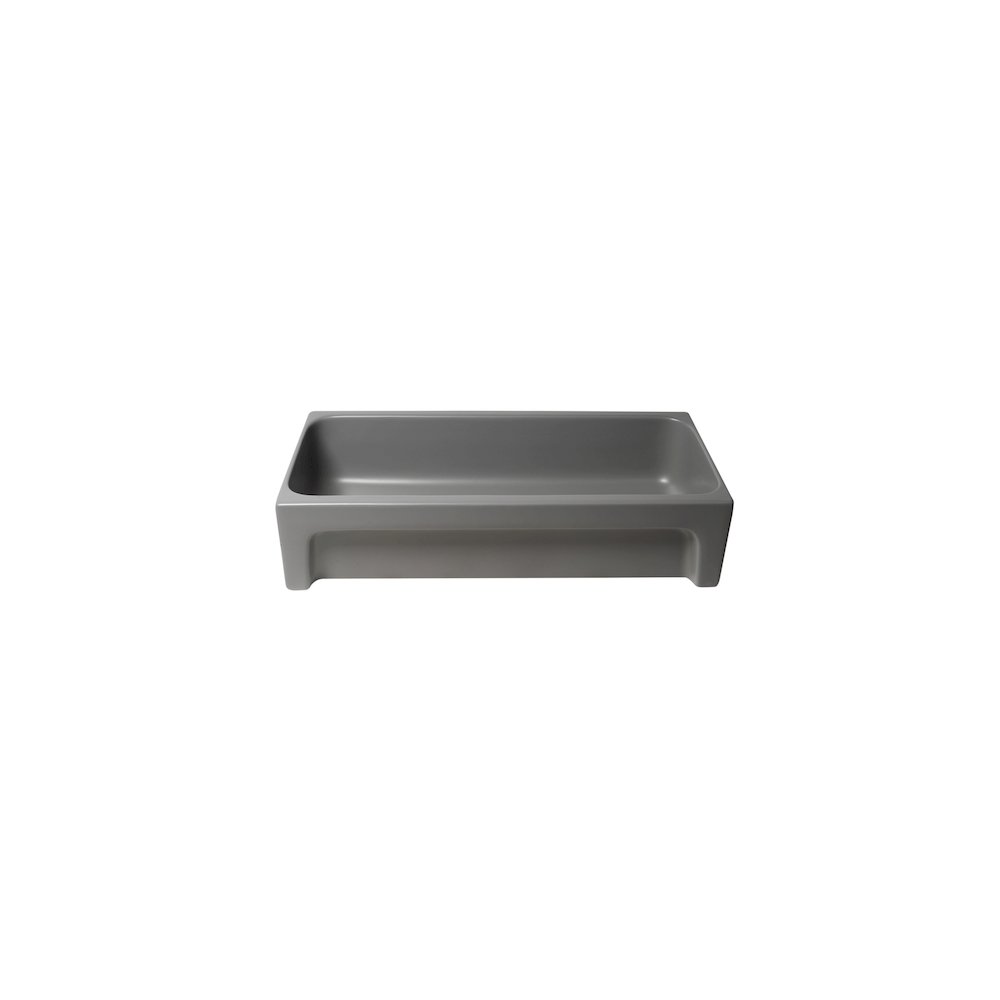 36" Grey Matte Above Mount Fireclay Bathroom Trough Sink. Picture 1