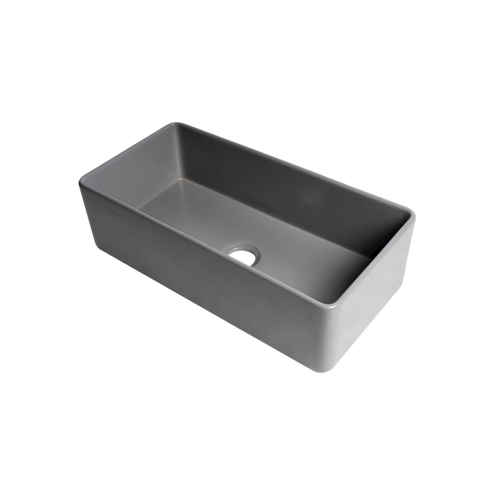 Gray Matte Smooth Apron 36" x 18" Single Bowl Fireclay Farm Sink. Picture 1