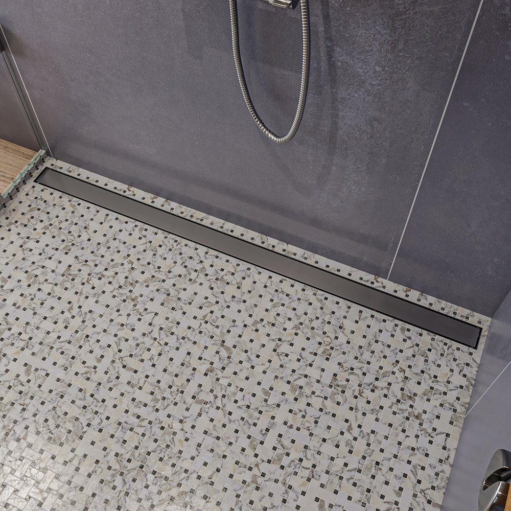 59" Brushed Stainless Steel Linear Shower Drain with Solid Cover. Picture 2