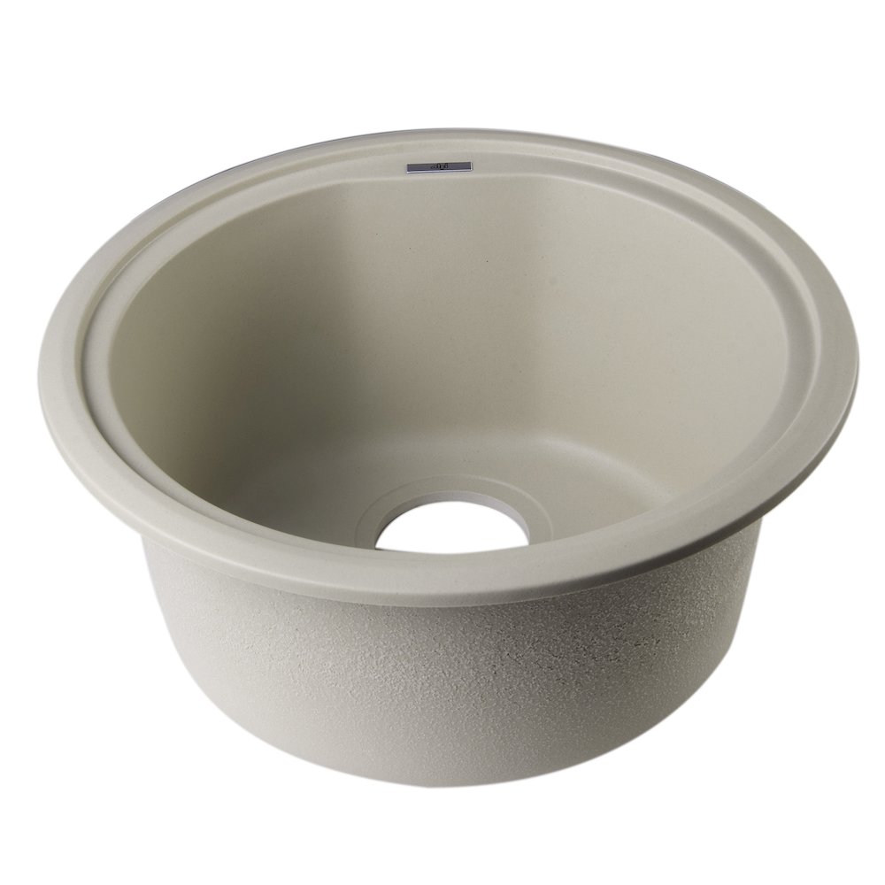 Biscuit 17" Drop-In Round Granite Composite Kitchen Prep Sink. Picture 4