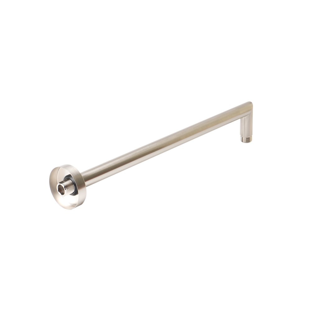 Brushed Nickel 16" Round Wall Shower Arm. Picture 5