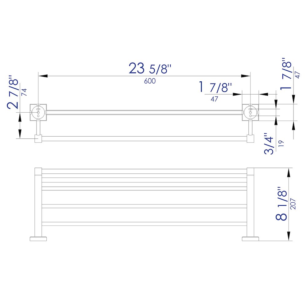 Polished Chrome 24 inch Towel Bar & Shelf Bathroom Accessory. Picture 6