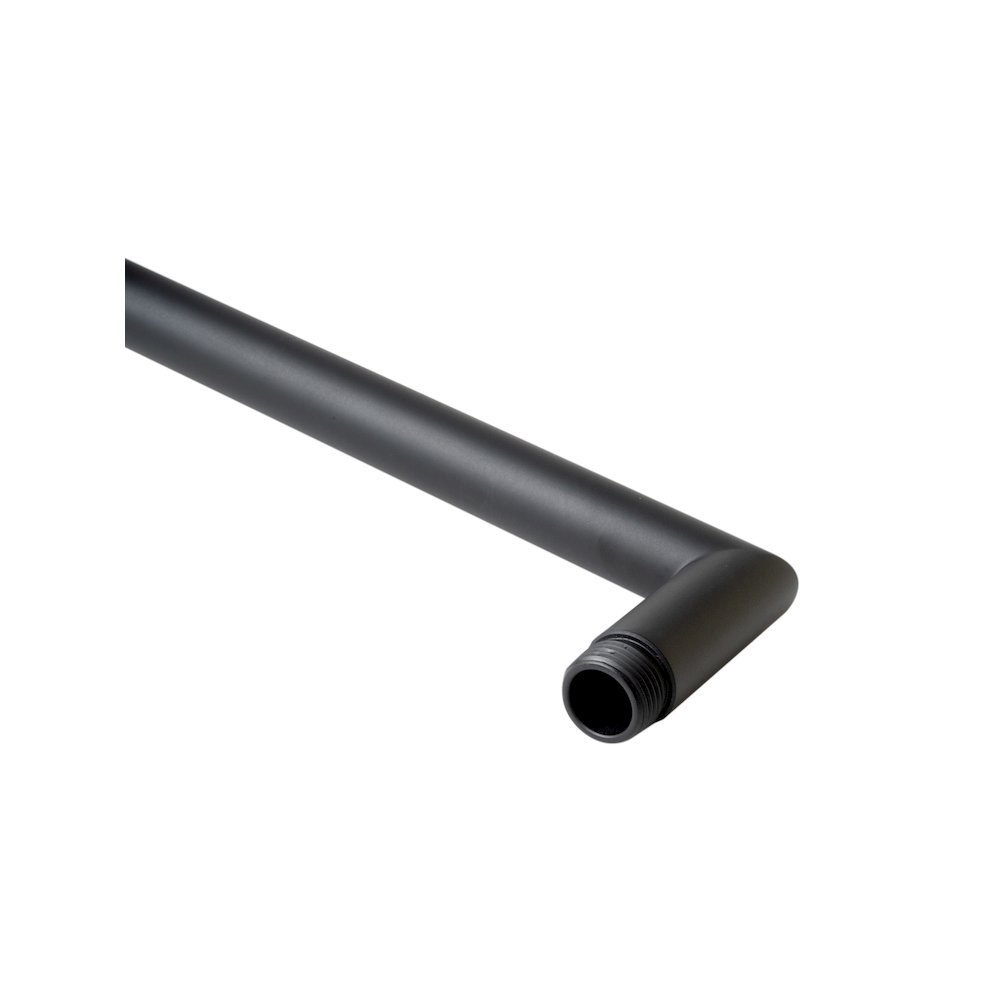 Black Matte 16" Round Wall Shower Arm. Picture 2