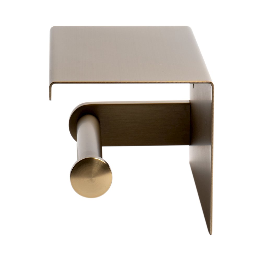 ALFI brand Brushed Gold PVD Stainless Steel Toilet Paper Holder with Shelf. Picture 6