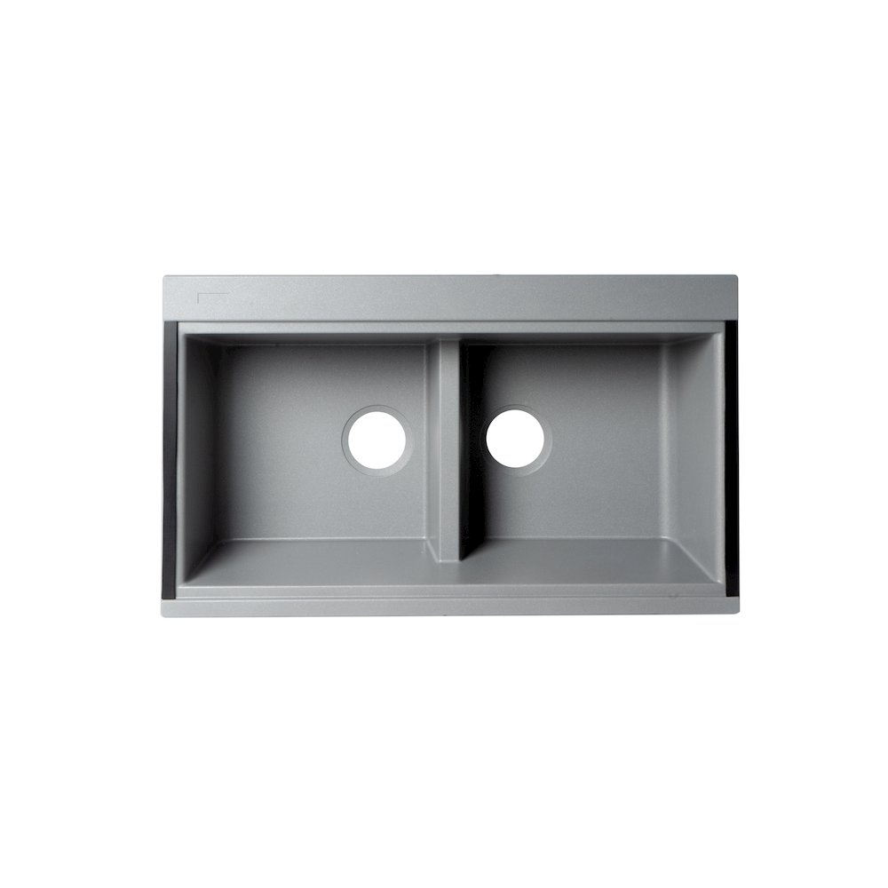 33" Granite Composite Workstation Step Rim Double Bowl Undermount Sink. Picture 7